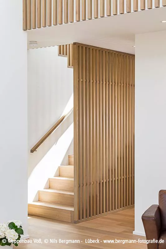 Natural staircase with wooden slats