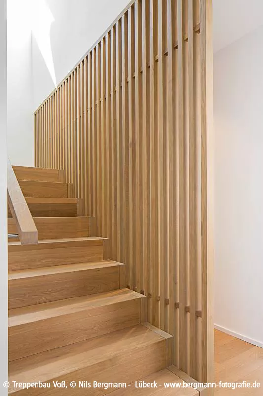 Natural staircase with wooden slats