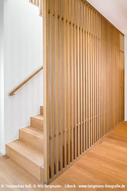 Natural staircase with wooden slats