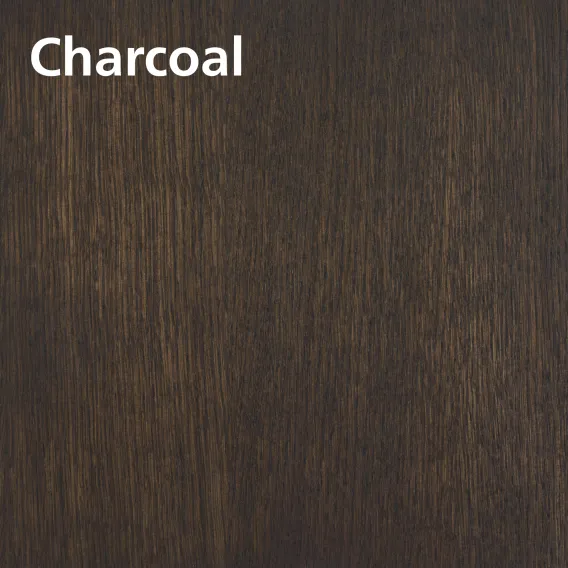 Oiled wood swatch of Oil Plus 2C Charcoal on oak with description