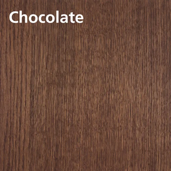 Oiled wood swatch of Oil Plus 2C Chocolate on oak with description