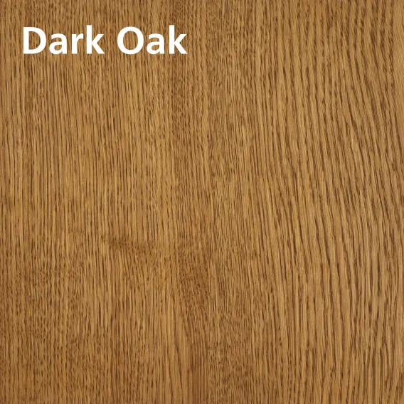 Oiled wood swatch of Oil Plus 2C Dark Oak on oak with description