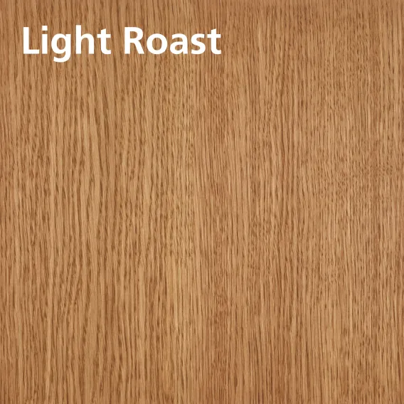 Oiled wood swatch of Oil Plus 2C Light Roast on oak with description