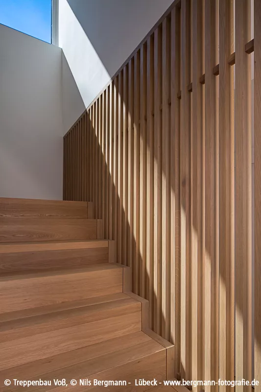 Natural staircase with wooden slats