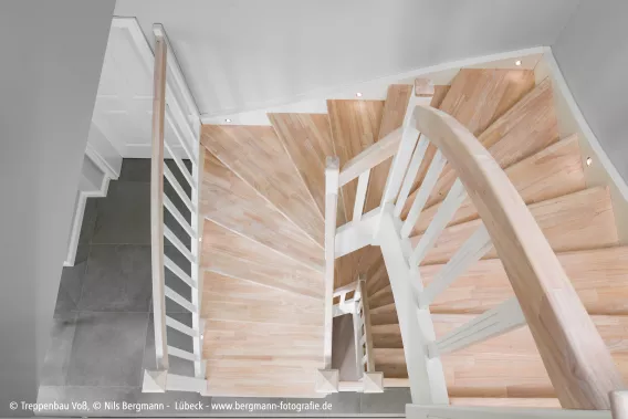 Light natural staircase shown from above