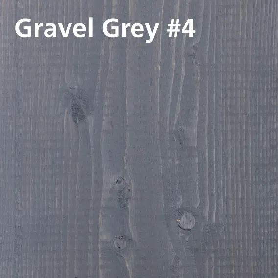 Treated wood swatch of WoodCream Gravel Grey #4 on pine with colour name